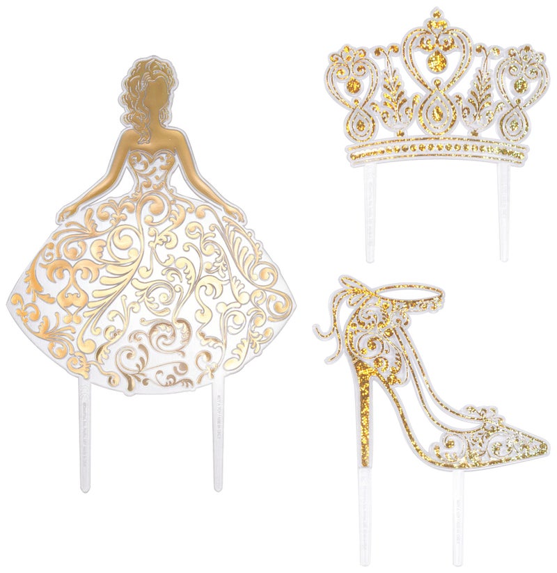 DecoPac QUINCEANERA Cake Decorating Kit, XL-GOLD Cake and Cupcake Toppers for Girls Sweet 15 Birthdays and Parties, Quince AÃ±os - Image 2