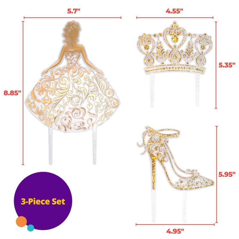 DecoPac QUINCEANERA Cake Decorating Kit, XL-GOLD Cake and Cupcake Toppers for Girls Sweet 15 Birthdays and Parties, Quince AÃ±os - Image 5