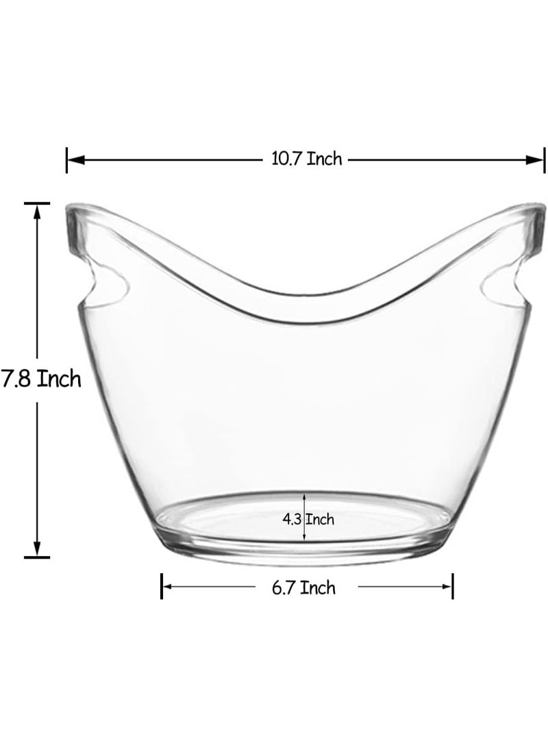 ديوتي دلو ثلج بلاستيكي شفاف، مبرد نبيذ بيضاوي الشكل سعة 4 لترات بمقبض، مشروبات، وعاء تخزين الشمبانيا للحفلات والمناسبات - Image 2