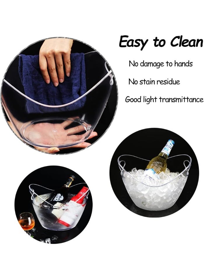 ديوتي دلو ثلج بلاستيكي شفاف، مبرد نبيذ بيضاوي الشكل سعة 4 لترات بمقبض، مشروبات، وعاء تخزين الشمبانيا للحفلات والمناسبات - Image 4