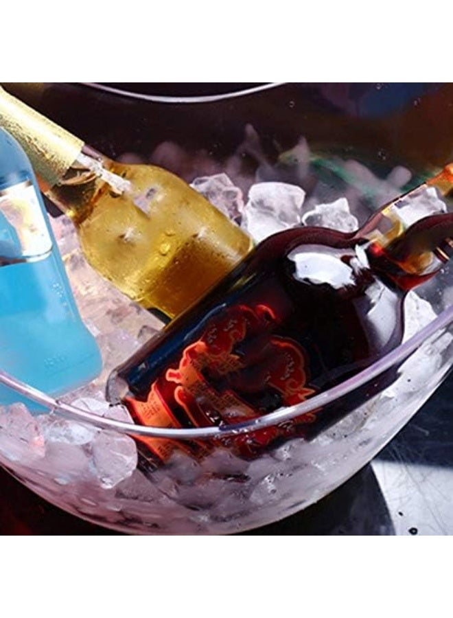 ديوتي دلو ثلج بلاستيكي شفاف، مبرد نبيذ بيضاوي الشكل سعة 4 لترات بمقبض، مشروبات، وعاء تخزين الشمبانيا للحفلات والمناسبات - Image 5