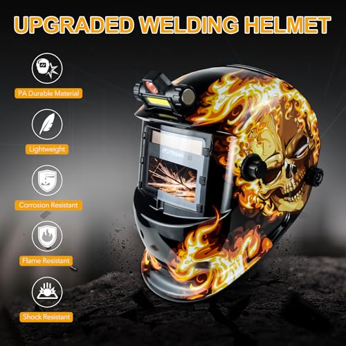 TRQWH Welding Hood Auto Darkening Welding Helmet with Light True Color 1112 Top Optical Clarity Wide Shade 913 Welding Mask with Welding Gloves KTSHD104 - Image 3