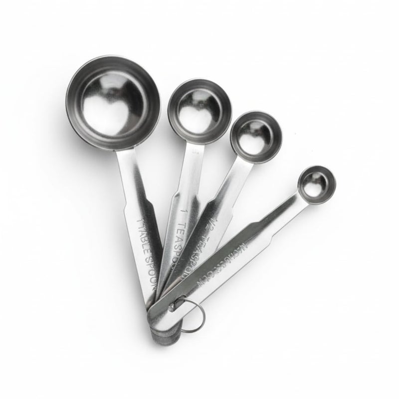 Human Hydro طقم ملاعق قياس من الفولاذ المقاوم للصدأ - 4 قطع | 1/4 ملعقة صغيرة، 1/2 ملعقة صغيرة، 1 ملعقة صغيرة و 1 ملعقة طعام | مقاومة للصدأ، متينة وآمنة في غسالة الصحون | للخبز والطهي - Image 1