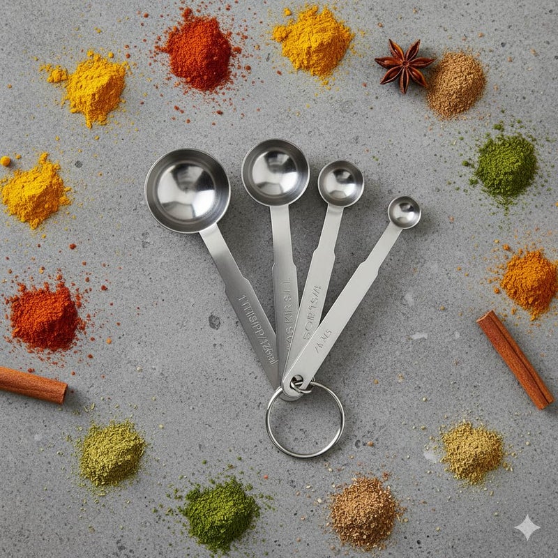 Human Hydro طقم ملاعق قياس من الفولاذ المقاوم للصدأ - 4 قطع | 1/4 ملعقة صغيرة، 1/2 ملعقة صغيرة، 1 ملعقة صغيرة و 1 ملعقة طعام | مقاومة للصدأ، متينة وآمنة في غسالة الصحون | للخبز والطهي - Image 2
