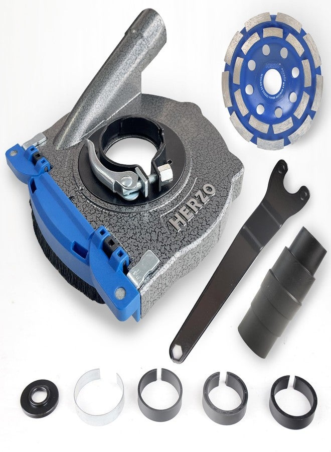 HERZO Aluminum Dust Shroud for Angle Grinder 4.5 inch and 5 Inch, Includes 5Inch Diamond Grinding Cup Wheel - Image 1