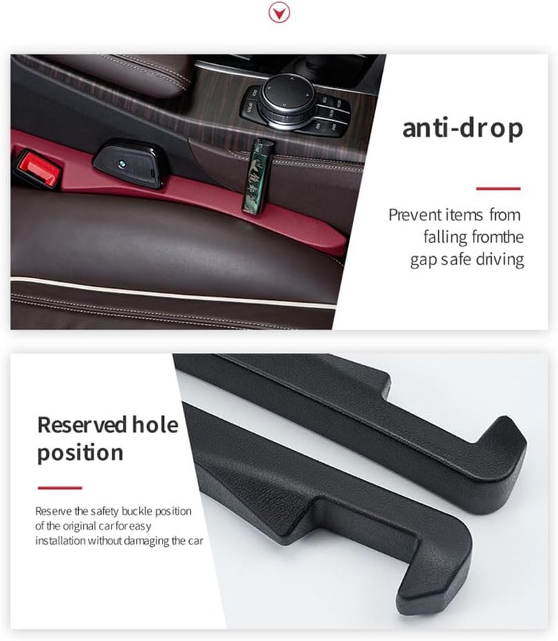 IHOTDER 2PCS Car Seat Gap Filler - Car Seat Gap Filler Organizer for Holding Phone,Key,Purse - Universal Car Gap Filler Fits CCar Truck SUV Car Interior Accessories (Burgundy/2PCS)… - Image 5