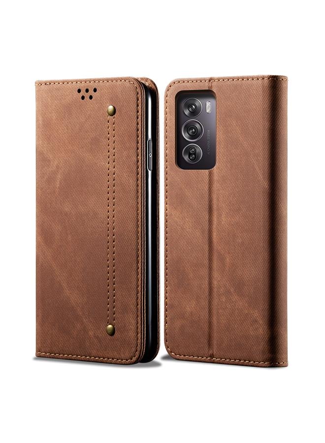 S-TOP Case For OPPO Reno12 5G Global Denim Texture Casual Style Horizontal Flip Leather Case - Image 1