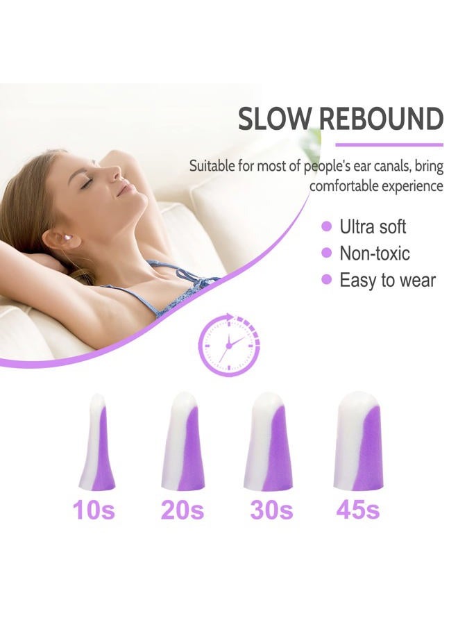 lysian Ultra Soft Foam Earplugs 5 Pairs, 38dB SNR Ear Plugs for Sleeping, Snoring, and All Loud Events (Purple/White) - Image 2