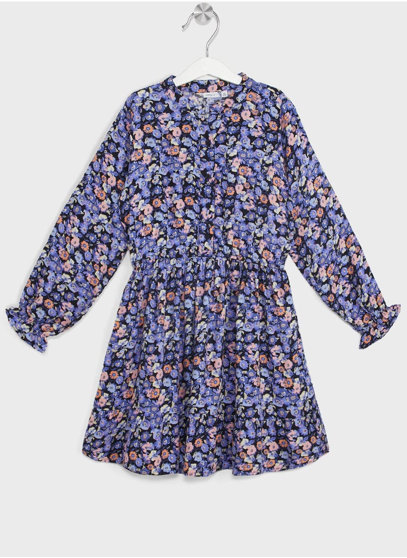 NAME IT - Kids Floral Print Dress - Image 1