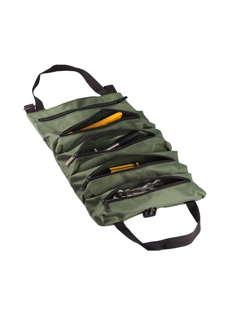 Generic Purpose Tool Roll Up Pouches With Zipper Electricians Wrench Tool Roll Organizer (green)  - Image 2