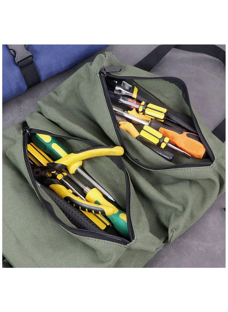 Generic Purpose Tool Roll Up Pouches With Zipper Electricians Wrench Tool Roll Organizer (green)  - Image 5