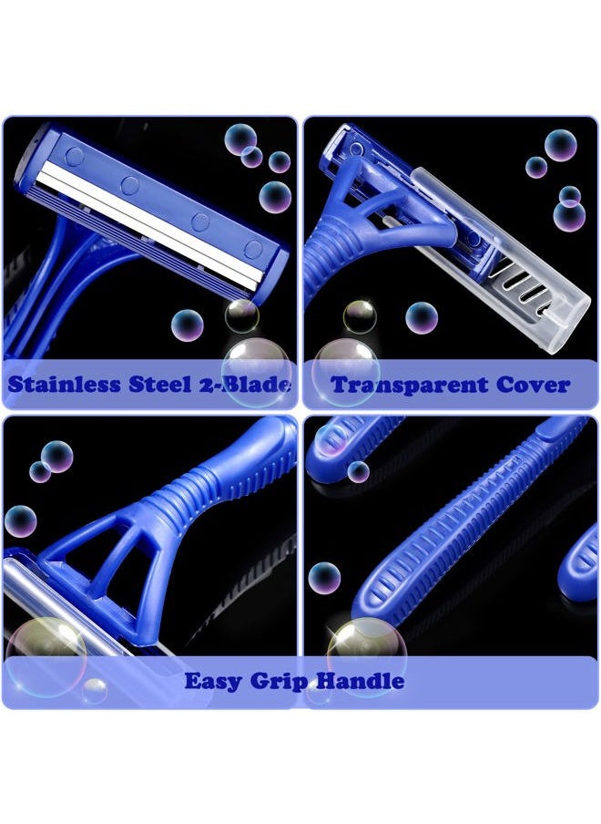 Chumia 200 Pieces Disposable Razor Bulk for Men Individually Wrapped Twin Blades Shaving Razor for Shaving Safety Hotel Guest House Travel Home Use Portable, Blue  - Image 3