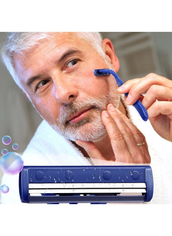 Chumia 200 Pieces Disposable Razor Bulk for Men Individually Wrapped Twin Blades Shaving Razor for Shaving Safety Hotel Guest House Travel Home Use Portable, Blue  - Image 5