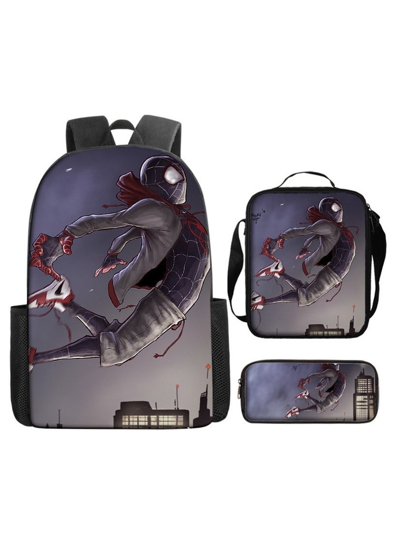 Naruto Spiderman Hero Cartoon Backpack Three-Piece Set 29*42*16cm
