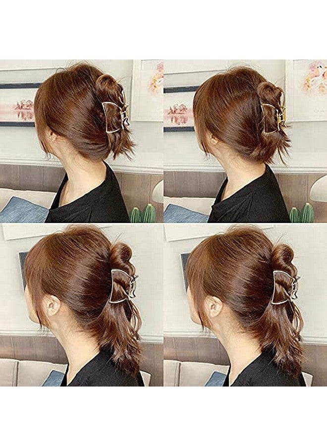 ANNACREATIONS Korean Style Metal Hair Claw Clips Hair Catch Barrette Jaw Clamp for Women Half Bun Hairpins for Thick Hair, Pack of 4 (Gold Gloss) (Cat multi 4) - Image 5