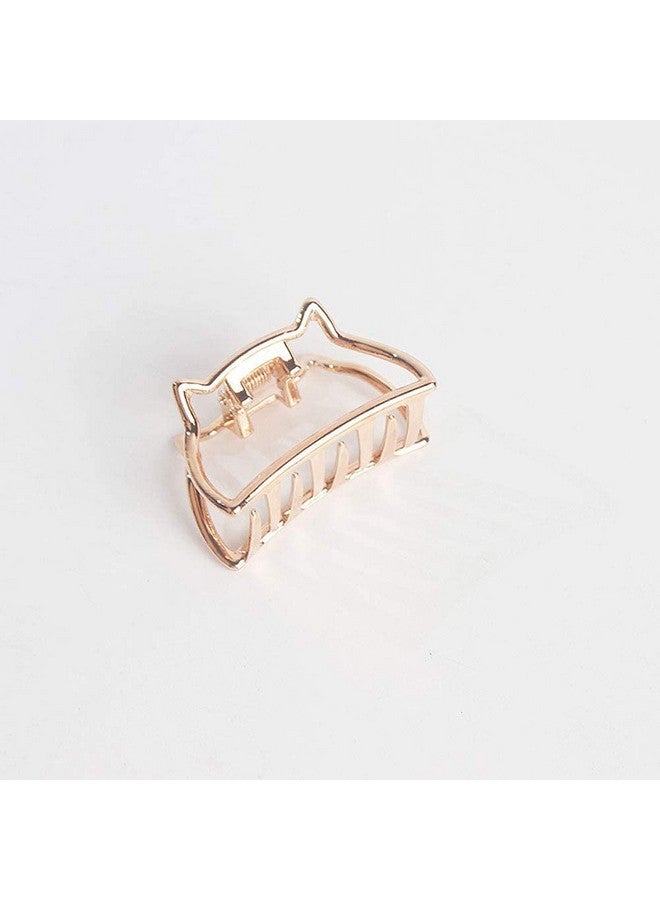 ANNACREATIONS Korean Style Metal Hair Claw Clips Hair Catch Barrette Jaw Clamp for Women Half Bun Hairpins for Thick Hair, Pack of 4 (Gold Gloss) (Cat multi 4) - Image 3