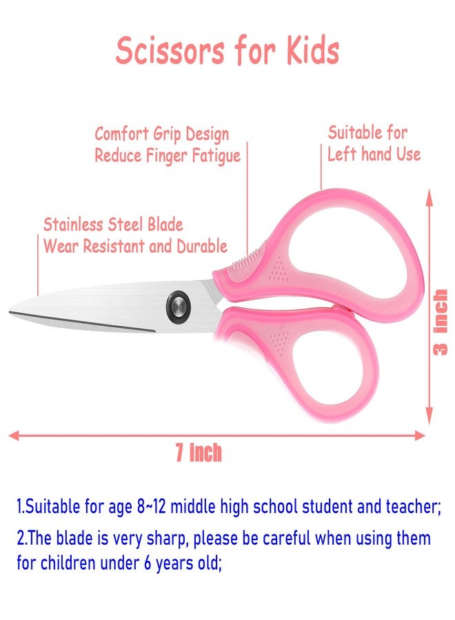 SLEMOON 7" Real Left handed Student Scissors, Premium Stainless Steel Blades Shears for Age 8~12,Ergonomic Semi-Soft ABS Rubber Grip, Suitable for School, Office and Family Daily Use,Pink - Image 5