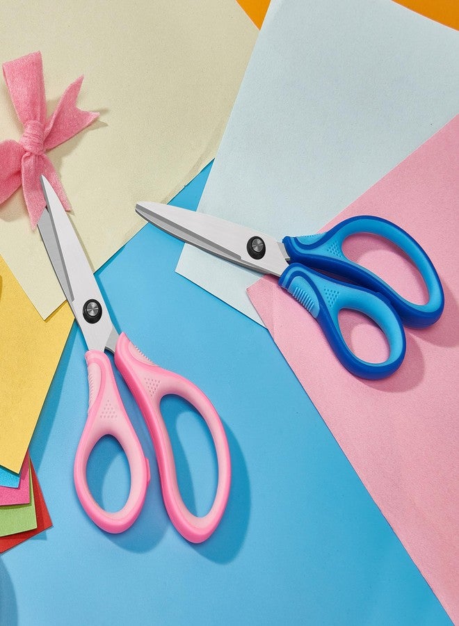SLEMOON 7" Real Left handed Student Scissors, Premium Stainless Steel Blades Shears for Age 8~12,Ergonomic Semi-Soft ABS Rubber Grip, Suitable for School, Office and Family Daily Use,Pink - Image 2