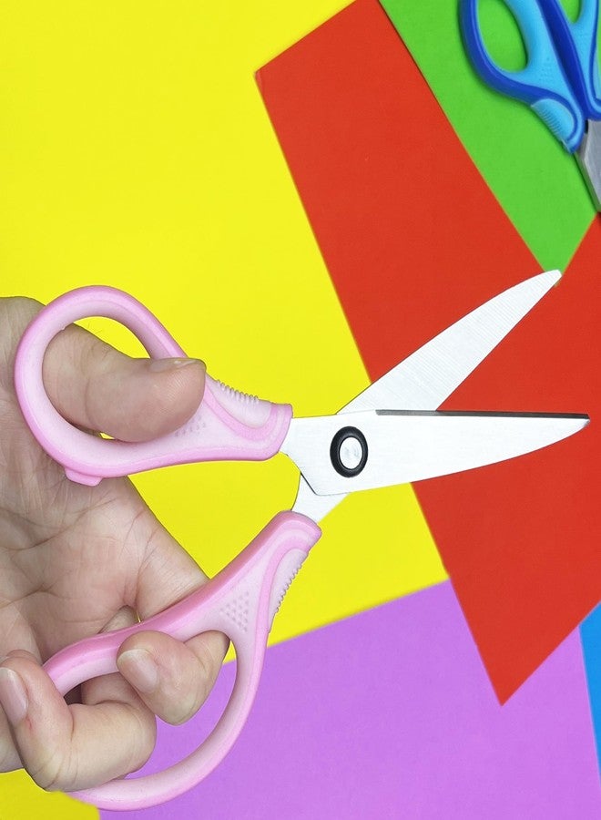 SLEMOON 7" Real Left handed Student Scissors, Premium Stainless Steel Blades Shears for Age 8~12,Ergonomic Semi-Soft ABS Rubber Grip, Suitable for School, Office and Family Daily Use,Pink - Image 4