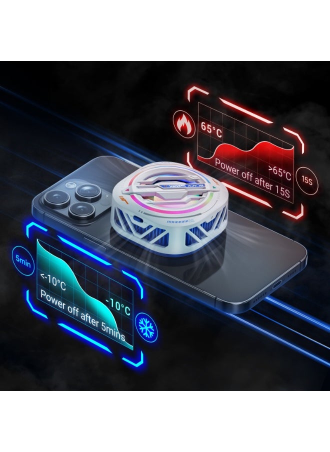 Phone Cooler,Magnetic Cell Phone Cooler,RGB Phone Cooling Fan Portable Lightweight Mobile Phone Cooling Fan,With temperature display，Game artifacts suitable for iOS/Android, PUBG、Live Vlog