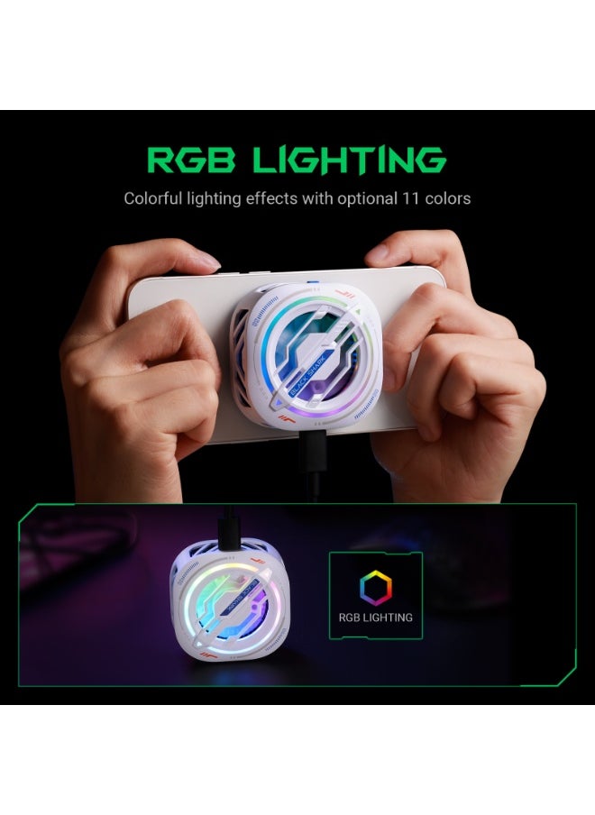 Phone Cooler,Magnetic Cell Phone Cooler,RGB Phone Cooling Fan Portable Lightweight Mobile Phone Cooling Fan,With temperature display，Game artifacts suitable for iOS/Android, PUBG、Live Vlog