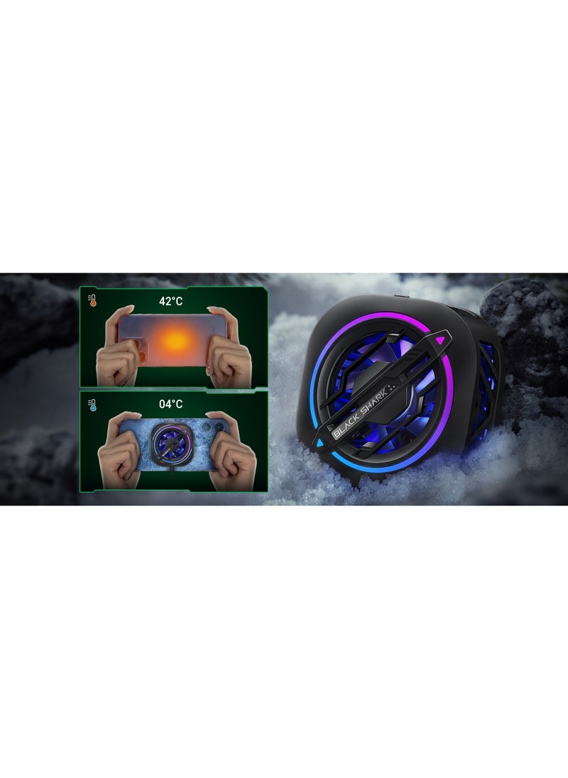 BLACK SHARK Phone Cooler,Magnetic Cell Phone Cooler,RGB Phone Cooling Fan Portable Lightweight Mobile Phone Cooling Fan,With temperature display，Game artifacts suitable for iOS/Android, PUBG、Live Vlog  - Image 4