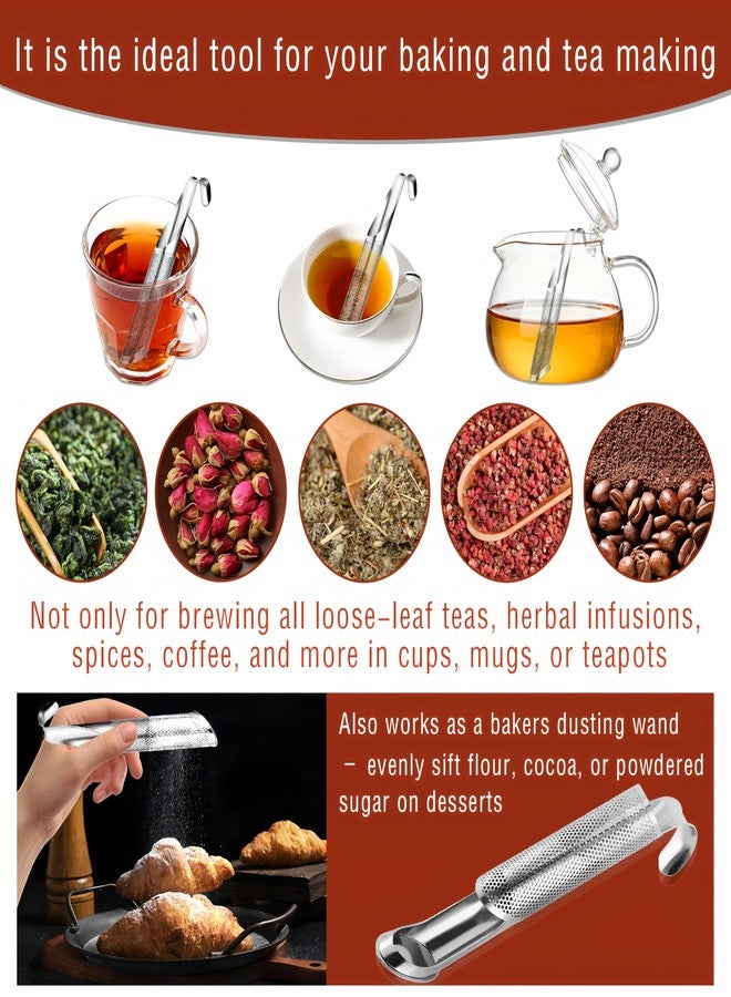 BADAO 304 Stainless Steel Tea Infuser for Loose Leaf Tea Steeper,Tea Strainer,Food-Grade Fine Mesh Tea Diffuser Set w/Cleaning Brush for Single-Cup Brewing;Sifter for Flour,Matcha,Coffee,Spices,Seasonings - Image 5