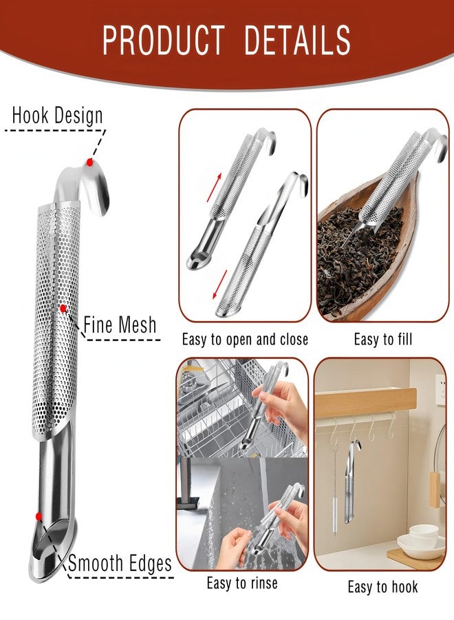 BADAO 304 Stainless Steel Tea Infuser for Loose Leaf Tea Steeper,Tea Strainer,Food-Grade Fine Mesh Tea Diffuser Set w/Cleaning Brush for Single-Cup Brewing;Sifter for Flour,Matcha,Coffee,Spices,Seasonings - Image 4