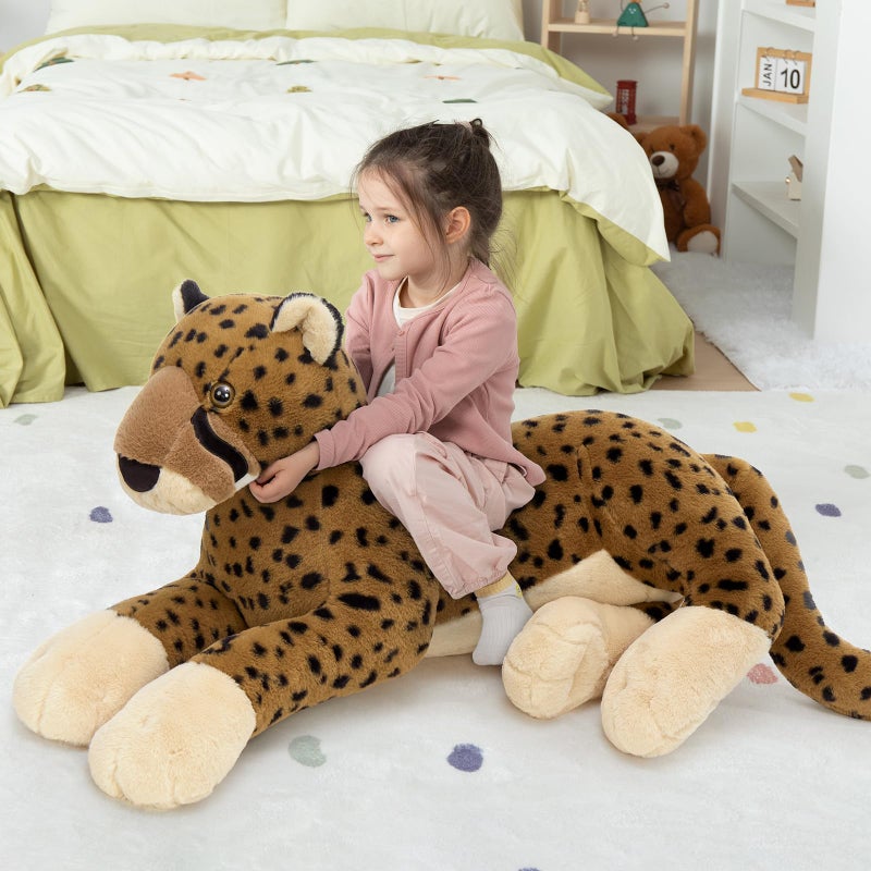 MaoGoLan Large Cheetah Stuffed Animal, Giant Cheetah Plush Toy for Girl Boy, Ridable Stuffy Leopard for Kid, Stuffed Leopard Plush Pillow for Valentines Birthday Gifts Baby Shower Party Favor 53 inch - Image 5