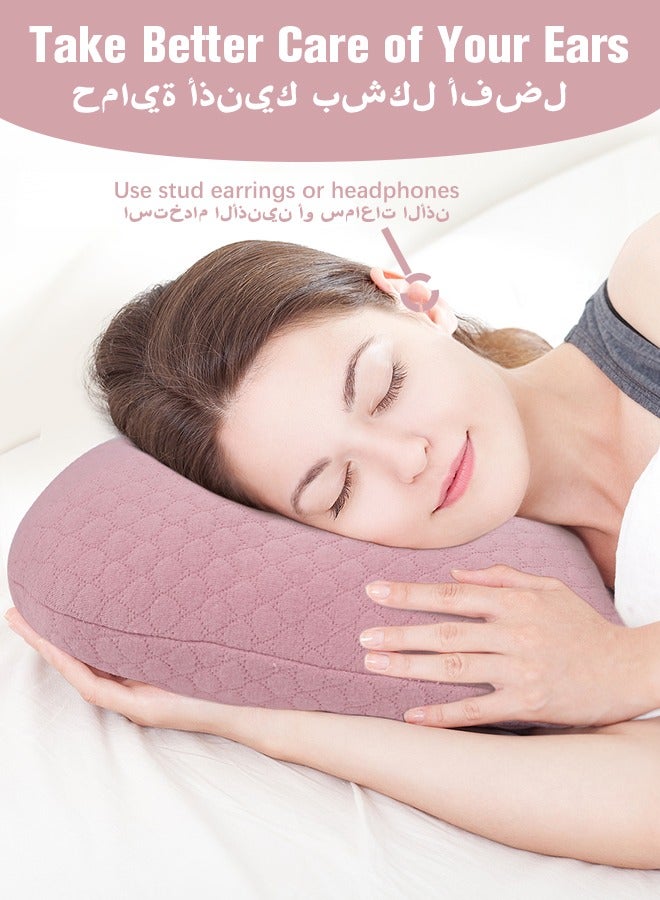 Ear Piercing Pillow for Side Sleepers, Donut Pillow with Hole for Ear Protection, Soft & Breathable Pillow for New Piercings Surgery & Injuries, Pink  - Image 2