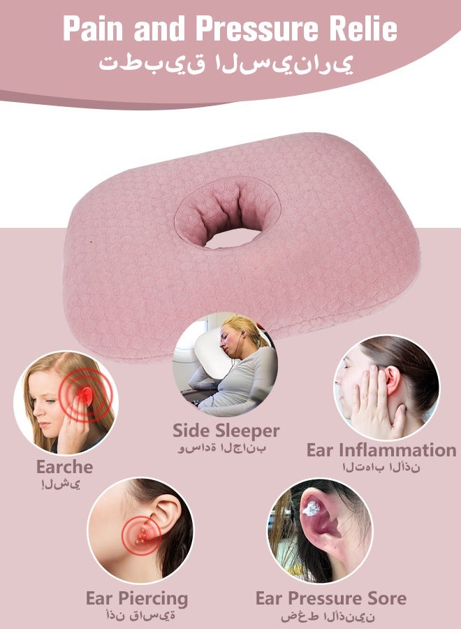 Ear Piercing Pillow for Side Sleepers, Donut Pillow with Hole for Ear Protection, Soft & Breathable Pillow for New Piercings Surgery & Injuries, Pink  - Image 4