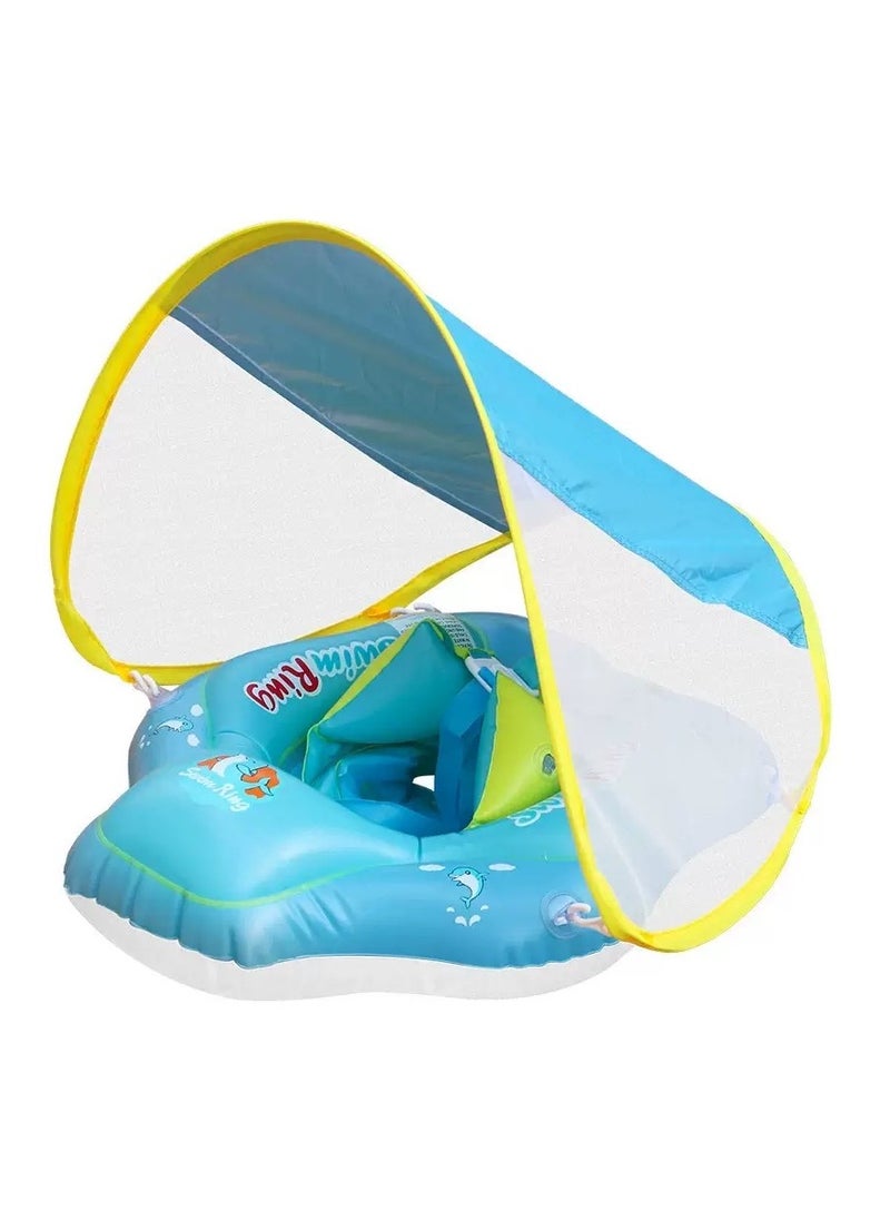 LIXADA Baby Swim Float with Detachable Sunshade Canopy and Safe Seat For Babies Aged 18-24 Months  - Image 1