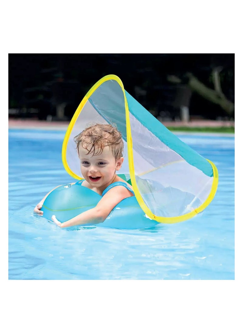 LIXADA Baby Swim Float with Detachable Sunshade Canopy and Safe Seat For Babies Aged 18-24 Months  - Image 2