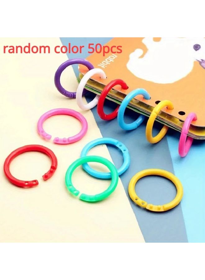 Multicolor Plastic Binder Rings 50 Pack Assorted Colors Snap Open Flexible Book Rings - Image 2
