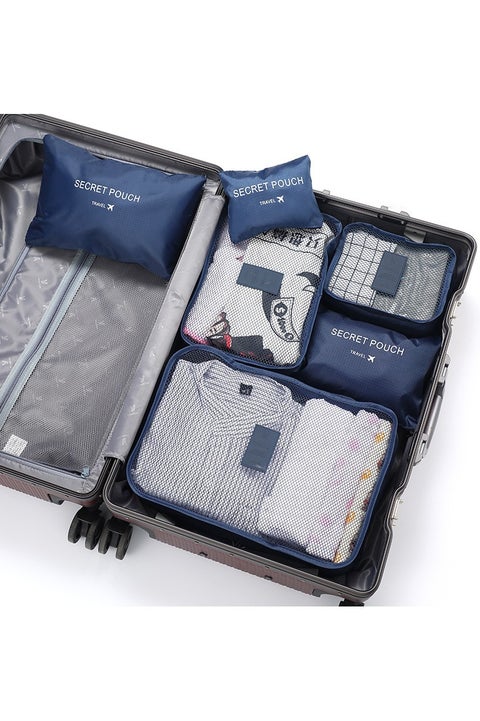 6 Set Travel Storage Bags Multi-functional Clothing Sorting Packages, Travel Packing Compression Pouch, Waterproof Luggage Organizer Pouch （Navy Blue）