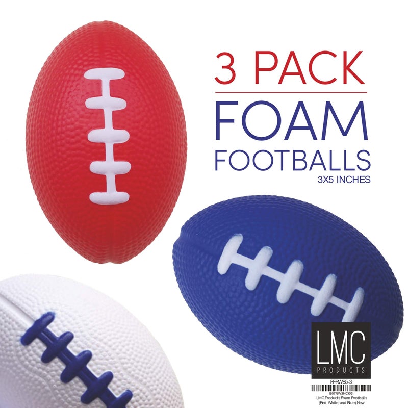 LMC Products منتجات LMC، عبوة من ٣ كرات قدم صغيرة من الفوم للأطفال - كرة قدم صغيرة بطول ٤٫٧٥ بوصة - كرة قدم لعبة صغيرة - Image 3