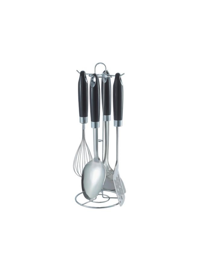 HATCHEN 5-Piece Stainless Steel and Plastic Kitchen Tool Set Black and Silver