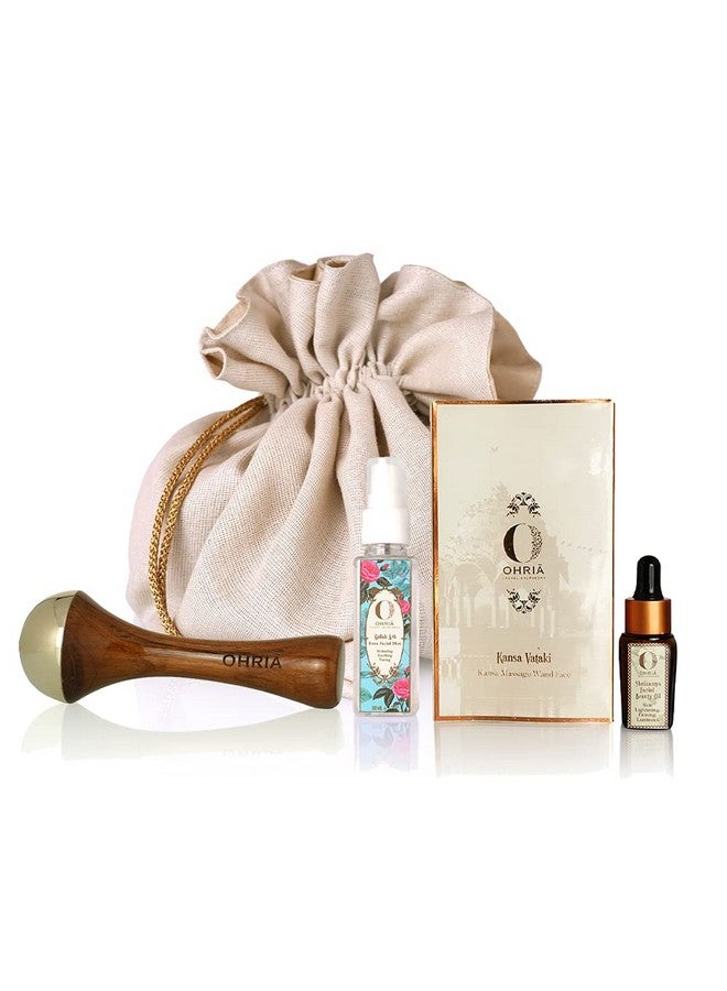 Ohria Ayurveda Kansa Face Massage Ritual/Kit | Gives Natural Glow to Your Face (Set of 3) - Image 1