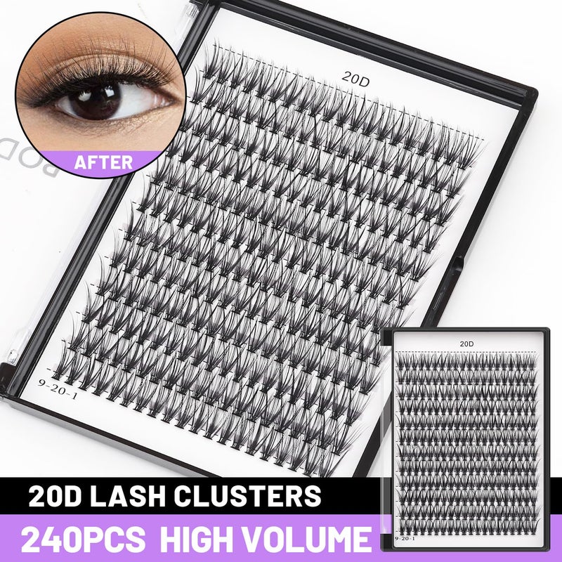Bodermincer 1 Box Big Capacity 240 bundles 8-10-12-14-16mm Mixed 20D/30D/40D/60D/80D/100D Eyelash Extensions Strip Eyelashes Individual Lashes Natural Style 8-22mm to Choose (20D-16mm) - Image 2
