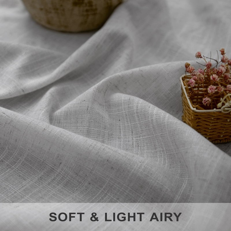 Pitalk Farmhouse Kitchen Curtains 30 Inch Length for Small Bedroom Back Tab Pocket Light Breathable Linen Cafe Tiers Boho Casual Semi Transparent Short Half Window Curtains for Bathroom 30x30 Light Gray Grey - Image 3