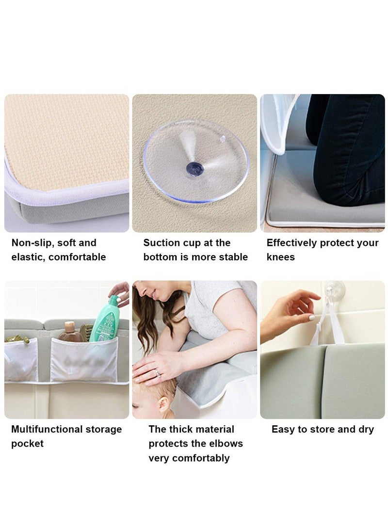 Baby Bath Kneeler and Elbow Rest Pad Set Foam Bath Kneeling Pad Neoprene Foam Bath Kneeling Pad for Bathing Baby with Bath Toy Storage for Tub Thick  Soft Quick Drying Non-Slip - Image 3