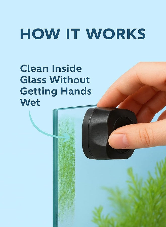 Scroll Store Mini Aquarium Magnetic Cleaner for Fish Tank Glass | Floating Magnetic Algae Scraper Brush | Compact Design for Small & Nano Aquariums | Strong Magnet, Non-Slip Grip & Scratch-Free - Image 3