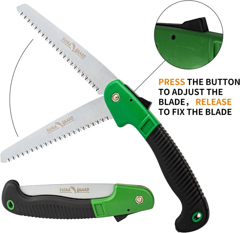FLORA GUARD 7.7-Inch Folding Hand Saw, Pruning Saw with Trible-Cut Razor Teeth for Wood Cutting, Tree Trimming, Professional Camping Gardening Tools (Green) - Image 4