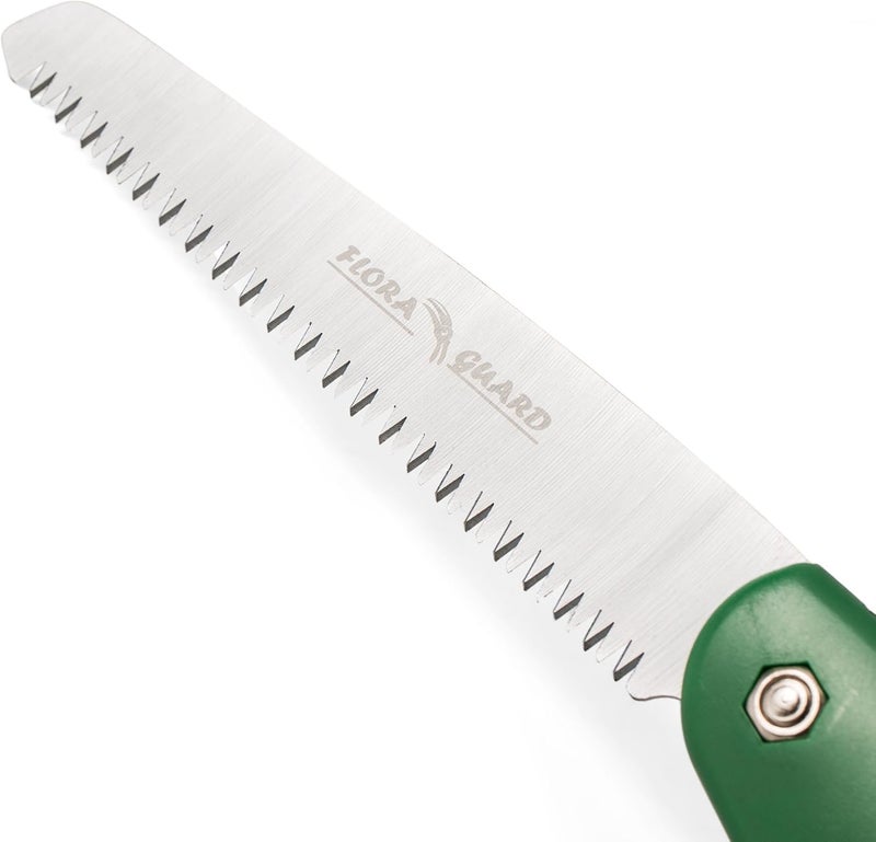 FLORA GUARD 7.7-Inch Folding Hand Saw, Pruning Saw with Trible-Cut Razor Teeth for Wood Cutting, Tree Trimming, Professional Camping Gardening Tools (Green) - Image 2