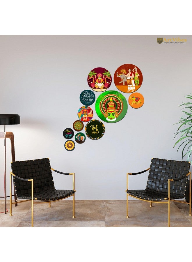 Artvibes Decorative Wooden Wall Hanging Decoration Item for Home | Office | Gift | Decor Art | Livingroom, Bedroom | Stylish Modern Artwork (WPS_145N) Pack of 11 Pieces - Image 2