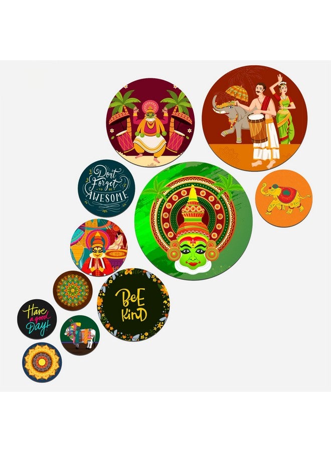 Artvibes Decorative Wooden Wall Hanging Decoration Item for Home | Office | Gift | Decor Art | Livingroom, Bedroom | Stylish Modern Artwork (WPS_145N) Pack of 11 Pieces - Image 1