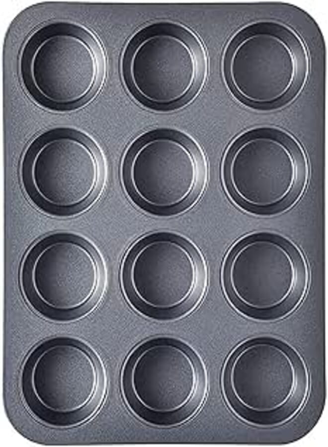 ECVV Cake Bakeware Mould, Carbon Steel Muffin Pan, 12 Cavity Bakeware Non-Stick Cake Baking Pan, Mini Pie Pans, Carbon Steel Muffin Tray, Standard Baking Pan Mold for Oven Baking