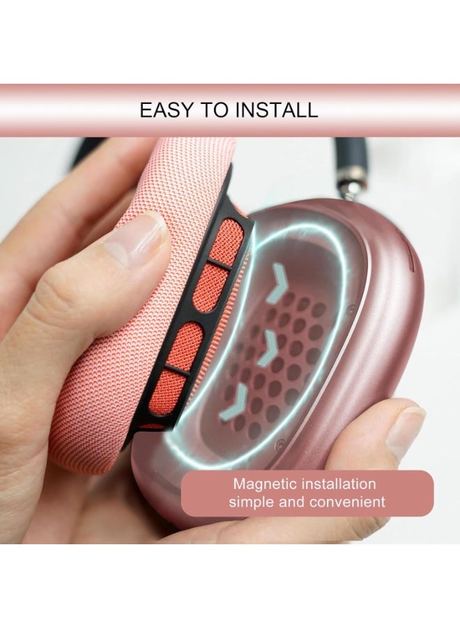 QIRG Upgraded Ear Cushions Replacement Earpads for Apple AirPods Max Headphones, Protein Leather Ear Pads Cover with Memory Foam and Magnet for AirPods Max (Pink) - Image 4