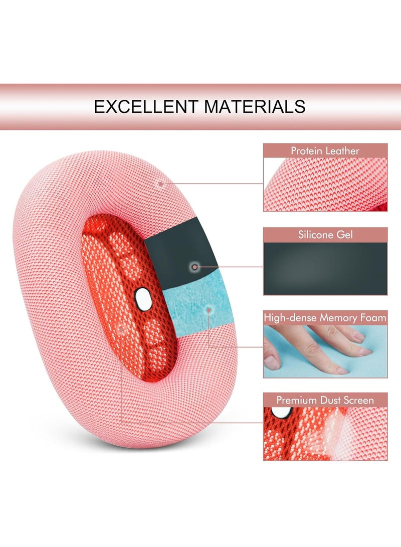 QIRG Upgraded Ear Cushions Replacement Earpads for Apple AirPods Max Headphones, Protein Leather Ear Pads Cover with Memory Foam and Magnet for AirPods Max (Pink) - Image 5