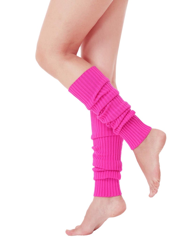 v28 Women Juniors 80s Eighty's Ribbed Leg Warmers for Party Sports(Rose) - Image 2